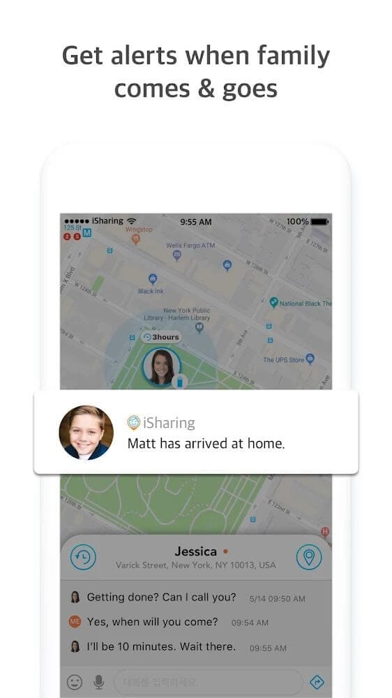 a screenshot of a cell phone with the text, get alerts when family