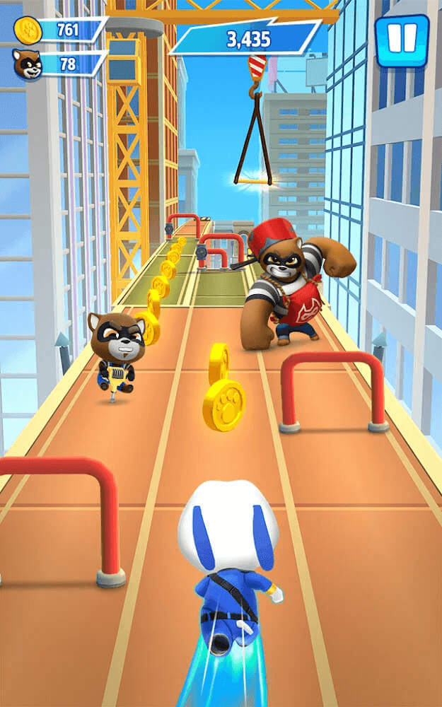 a video game with a dog running on a track