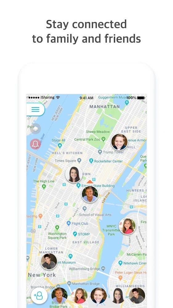a cell phone with a map of people on it